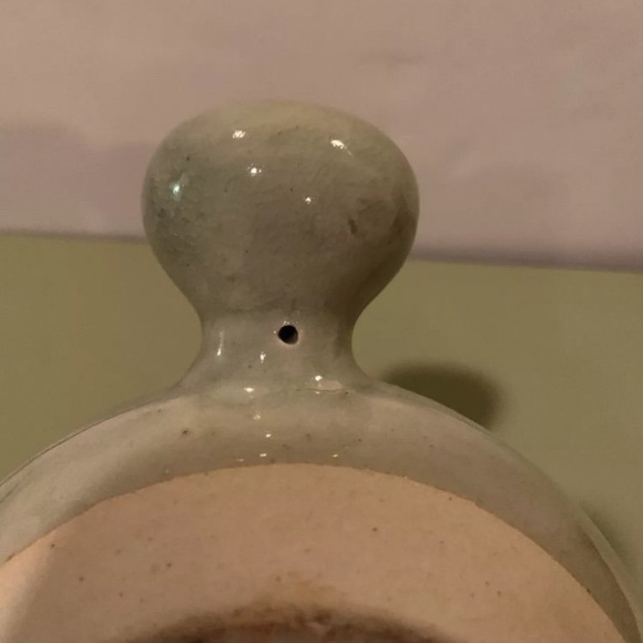 Vintage Stoneware Green Rice Cooking Pot With Lid & Handle Made In Thailand - Picture 5 of 10